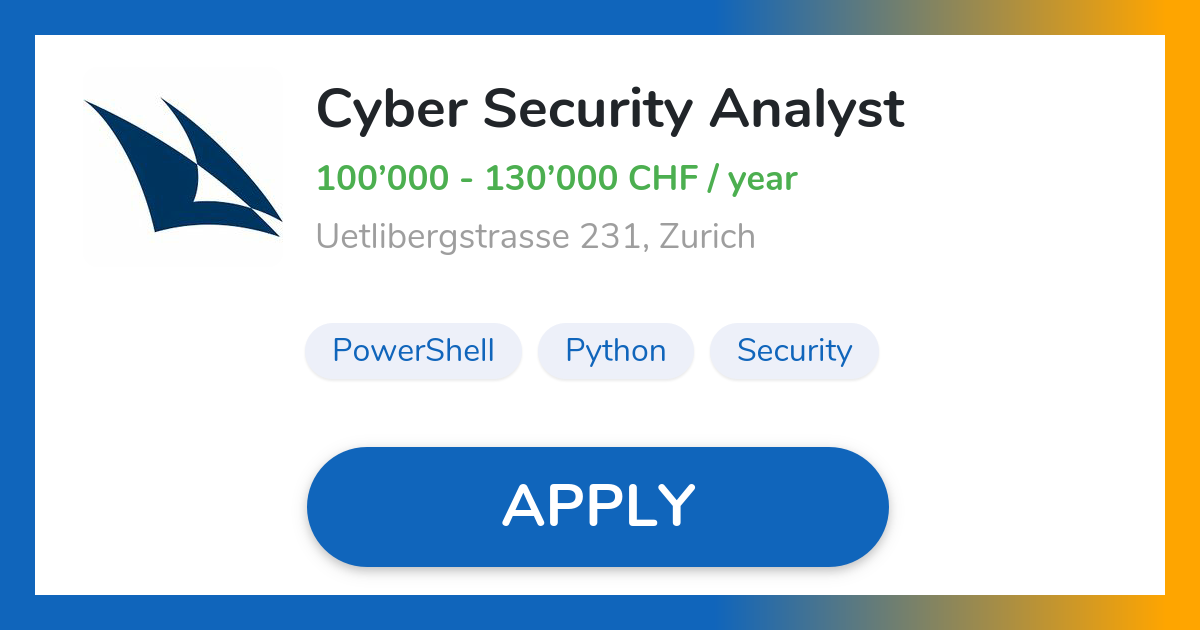 Cyber Security Analyst Job in Zurich Credit Suisse