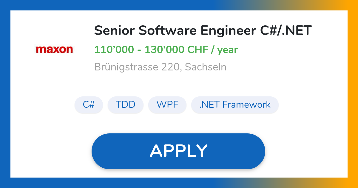 Senior Software Engineer and WPF Job in Sachseln maxon motor ag