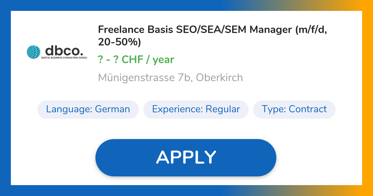 Remote Freelance Basis SEO/SEA/SEM Manager (m/f/d, 2050) Digital