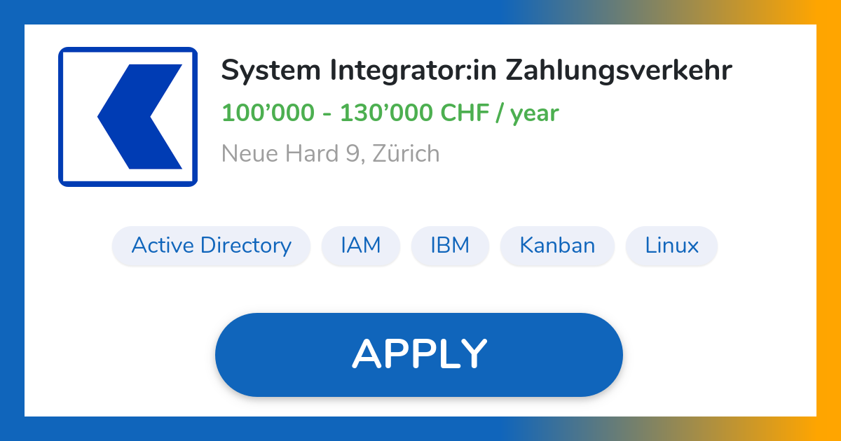 System Integratorin Zahlungsverkehr Job in Zürich Zürcher Kantonalbank