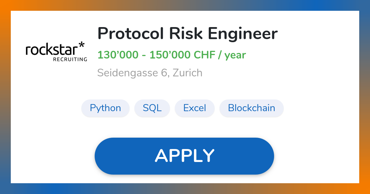 Remote Protocol Risk Engineer | Rockstar Recruiting AG