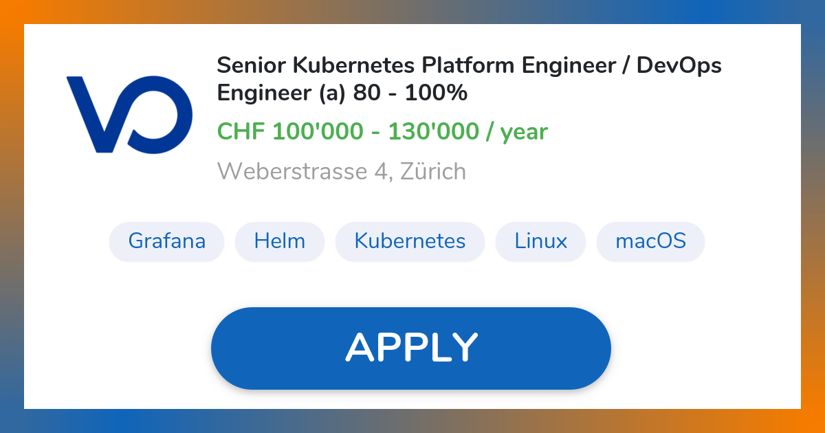 Senior Kubernetes Platform Engineer / DevOps Engineer (a) 80 - 100% Job ...