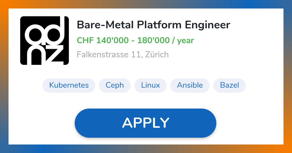 Bare-Metal Platform Engineer Job in Zürich | audienzz AG